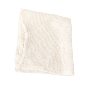 LARDINI ANTIQUE WHITE KNIT POCKET SQUARE | MENS SIZE 25CM